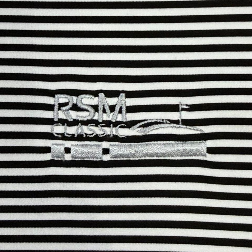 Peter Millar Summer Comfort Polo XXL BlackWhite Stripe RSM Classic Golf 0178 - Picture 3 of 6